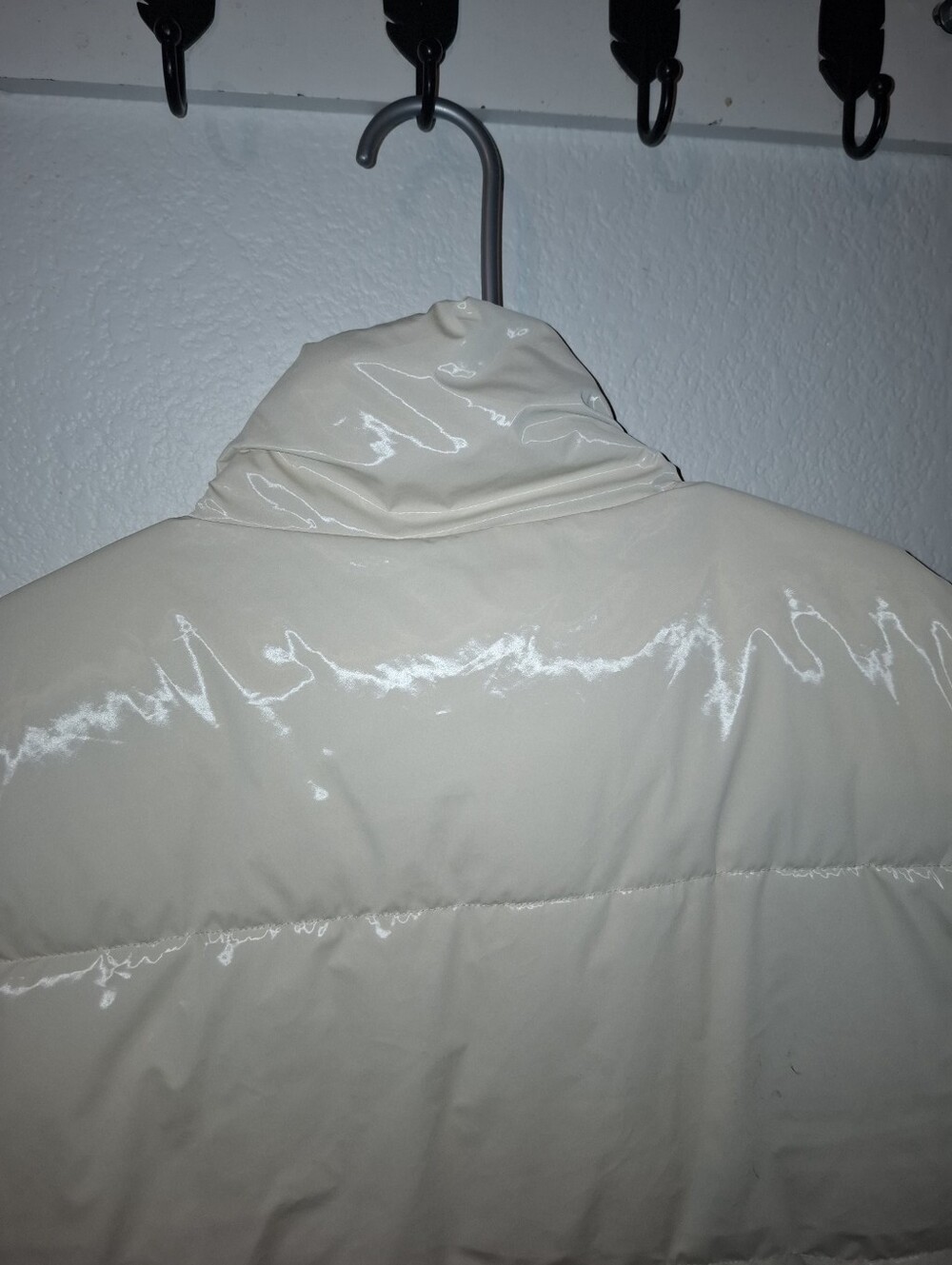 Active USA Cream High-Shine Puffer Jacket